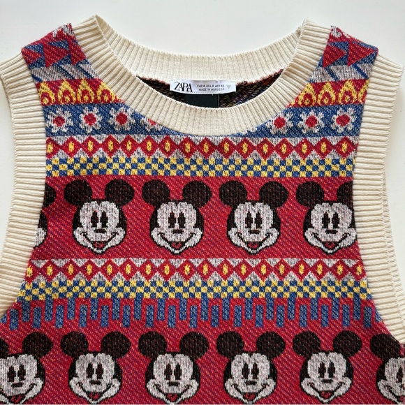 Zara x Disney Women's Jacquard Knit Mickey Mouse Sweater Vest - Size S - Picture 2 of 11